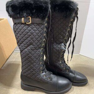 JustFab Kalima Tall Quilted Boots with faux-fur cuff Size 11 New without box